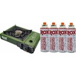 Rox Dmr Home Kamp Ocağı + 4 Adet Kartuş Tüp Seti | Taşınabilir Kamp Ocağı Piknik Ocak Seti - Yeşil
