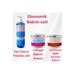 ROXEWELLA Yaşlanma Karşıtı Gündüz Bakım-Epilasyon ve Ağda Sonrası Bakım-Yüz Vücut Temizleme Jeli 3'lü Set