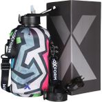 Roxform Suluk Matara 2200 Ml, Premium Pp Malzeme, Sağlıklı Bpa & Bps Içermez, Kılıflı, Çift Kapaklı, Koku Yapmaz, Sızdırmaz ve Dayanıklı, Renkli Grafik Kılıf, Siyah - 0 - Siyah