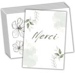roxisha - 10'lu Paket Teşekkür Kartı + Baskılı Zarflar | FLoral Tasarım | Kartpostal 10,4 x 14,8 cm | Teşekkür Kartonları Düğün, Doğum, Doğum Günü, Vaftiz, Parti, Komünyon, Emeklilik