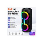 ROXİVA 8 İnç Çift Hoparlör RGB Bluetooth Hoparlör TWS Özellikli Taşınabilir Kablosuz Ses Sistemi USB Destekli Güçlü Bass