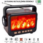 Roxiva Şömine Tasarımlı Retro Taşınabilir Bluetooth Speaker Güneş Eneji Şarj Özelliği El Feneri Fm Radyo/usb/aux/ - Ahşap