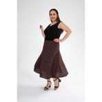ROXXLEN 210040 Kadın Büyük Beden Çıtır Çiçekli Etek Çiçekli Siyah, Dokuma, Örgü, Maxi, Casual/Günlük, Regular, Rahat Kesim