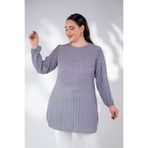 ROXXLEN Kadın Büyük Beden Yanı Yırtmaçlı Tunik, Bordo-Yeşil, Bisiklet Yaka, Standart Kol, Uzun, Belirtilmemiş, Baskılı, Orijinal Boy, Casual/Günlük, Rahat Kesim