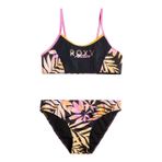 Roxy Active Joy - Bralette Bikini Seti Kızlar için 6-16 ERGX203478., Antrasit Zebra Orman Kız, 6 Yıl