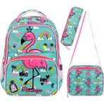 Roxy Lisanslı Flamingo 3'lü Set Ilkokul Çantası, Termal Beslenme Çantası ve Kalem Kutusu Seti - Tek Adet - Mint Yeşili
