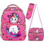 Roxy Lisanslı Unicorn 3'lü Set Ilkokul Çantası, Termal Beslenme Çantası ve Kalem Kutusu Seti - Tek Adet - Pembe