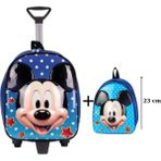 Roxy Mickey Mouse Anaokulu Çanta Seti Çekçekli Çanta - Mini Sırt Çantası - Mavi