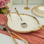 Roy King Albero Gold Yaprak Sunum Tabak 38X28CM - Beyaz