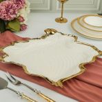 Roy King Albero Gold Yaprak Sunum Tabak 38X35CM - Beyaz
