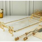 Roy King ROYKİNG 32×15 cm Gold Ayaklı Cam Sunumluk – Dekoratif Servis Tepsisi