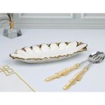Roy King Royking Flora Gold Oval Derin Sunum Tabak 33*14*4 cm Sln 026 - 1,2 lt - Altın