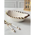 Roy King Sofıa Gold Oval Sunum Kase 38X21CM - Beyaz
