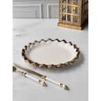 Roy King Sofıa Gold Yuvarlak Sunum Tabak 31CM - Beyaz