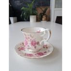 Royal Albert Bone China England Antıque Double Size Coffee Cup & Saucer - Beyaz - Pembe - 120 ml