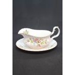 Royal Albert Moss Rose Sos Teknesi ve Tabağı, Antika Porselen Sütlük/sosluk 500 ml - Beyaz - Pembe