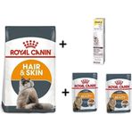 Royal Canin Hai Skin Hassas Tüylü Kediler İçin Mama 4 kg + 2 Adet Royal Canin Intense Beauty Gravy Yaş Kedi Maması 85 gr + Gimcat Soft Extra 20 gr Malt