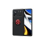 Royal Case Poco M4 Pro 4g Kılıf Yüzüğü Stant ve Araç Tutucu Olabilen Şık Esnek Premium Silikon Kapak Ryc/ravel - Siyah - Kırmızı