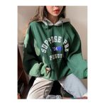 ROYAL FASHİON Kadın 3 Iplik Yeşil Suppose Baskılı Oversize Sweatshirt