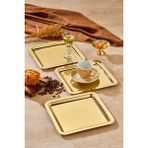 Royal Gold Serisi Gold Sunum Tepsisi, Söz Nişan Tepsisi, 24CM, Avangart Dizayn, 3 Adet