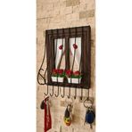 Royal Hediyelik Dekoratif Ahşap Pencere Modelli, Çiçek Saksılı, Tesbih Askısı Kahverengi 21x16cm
