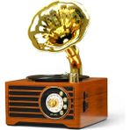 Royal Trend Gramafon Mini Nostalji Radyo,bluetooth Nostaljik Trend Radyo - Kahverengi