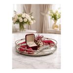 RoyalDecorHome Aynalı Metal Gümüş Burma Çok Amaçlı Söz,Nişan&Sunum Tepsi