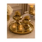 RoyalDecorHome Dekoratif 2'Li Mercanlı, Ayaklı Şekerlik, Lokumluk, Kutu&Obje Gold / Gold