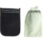 Royaleks 2 Adet Kalın Siyah ve Beyaz Hamam Kesesi 25x17 cm Orta Kalınlıkta Cilt Bakımı
