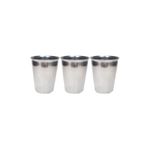 Royaleks 3 Adet Paslanmaz Çelik Krom Bardak 9 x 7,5 x 5,5cm RT-RYL-HMR10369