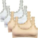 Royaleks 4 Adet Dantel Nakış İşlemeli Pedli Bambu Beyaz Ten Kadın Büstiyer