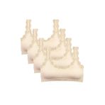 Royaleks 4 Adet Dantel Nakış İşlemeli Pedli Bambu Krem Kadın Büstiyer