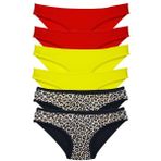 Royaleks 6 Adet Likralı Leopar Kırmızı Sarı Kadın Slip Külot