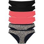 Royaleks 6 Adet Likralı Leopar Siyah Fuşya Kadın Slip Külot