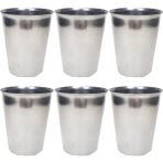 Royaleks 6 Adet Paslanmaz Çelik Krom Bardak 9 x 7,5 x 5,5cm - 1 - Renkli