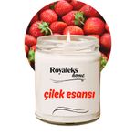 Royaleks Doğal Özel Seri Kokulu Dekoratif Kavanoz Mum 210 cc - Çilek Esansı - RYL