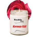 Royaleks Doğal Özel Seri Kokulu Dekoratif Kavanoz Mum 210 cc - Kırmızı Gül Esansı - RYL