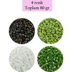 Royaleks Dökme Cam Kum Boncuk (8/0) 3 mm - 4 Renk - Toplam 80 Gram - BNC418 - Standart - Renkli