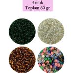 Royaleks Dökme Cam Kum Boncuk (8/0) 3 mm - 4 Renk - Toplam 80 Gram - BNC419