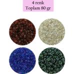 Royaleks Dökme Cam Kum Boncuk (8/0) 3 mm - 4 Renk - Toplam 80 Gram - BNC420