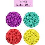 Royaleks Dökme Cam Kum Boncuk Büyük Boy (6/0) 4 mm - 4 Renk - Toplam 80 Gram - BNC411