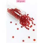 Royaleks Dökme Cam Kum Boncuk Büyük Boy (6/0) 4 mm - 60 Gram - Şeffaf Kırmızı - BNC115 - Standart - Renkli