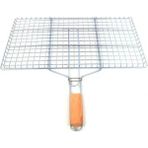 Royaleks Group Ahşap Saplı Mangal Izgarası Galvanizli Paslanmaz Kafes Demir 25 x 40 cm