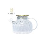 Royaleks Group Çelik Kapaklı Borosilikat Dilimli Model Süzgeçli Cam Demlik Bitki Çayları 1000 Ml Royaleks-Cm-2001