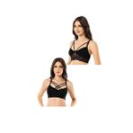 Royaleks Kota 2 Adet Siyah Dantelli Çapraz İpli Büstiyer