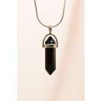 Royaleks Obsidyen Doğal Taşı Zincirli El Yapımı Tasarımlı Kolye Uç: 3,5 Cm Zincir: 20 Cm Kutulu RT-RYL-HMR17185