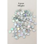 Royaleks RT-RYL-BN24100-19-8 Oya Abiye Bileklik Kolye Pleksi Metalik Plastik Pul Gümüş Renk 8 Gram 100 Adet - Bnc518