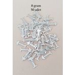 Royaleks RT-RYL-BN24100-30-8 Oya Abiye Bileklik Kolye Pleksi Metalik Plastik Pul Gümüş Renk 8 Gram 50 Adet - Bnc529