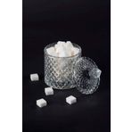 Royaleks RYL-HMCM1010 Kristal 8x8 cm Desen Noktalı Işleme Kapaklı Çay Sunum Şekerlik