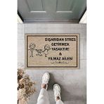 RoyalMoni Kişiye Özel Tasarım Dışarıdan Stres Getirmek Yasaktır Çok Amaçlı Kapı Önü Paspası-70x45 Cm Kahverengi